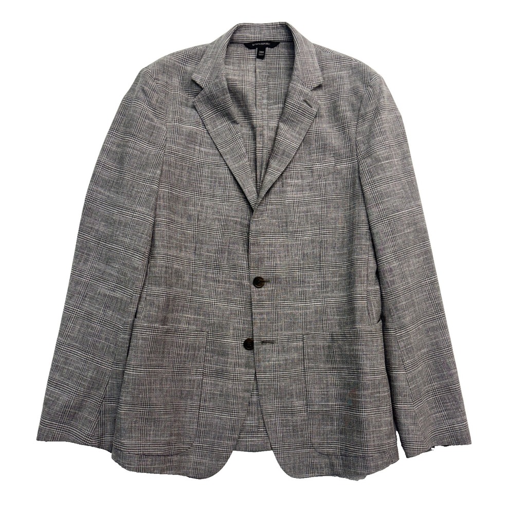 Banana Republic 38R Taupe Plaid Linen Cotton Wool Blazer Jacket Sport Coat Light